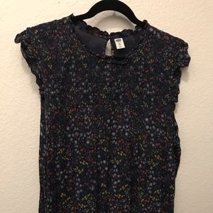 Floral Navy Blue Pattern Sleeveless Top